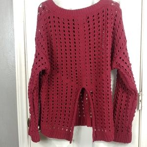 LOVE MARKS WINE SWEATER WITH HOLES& SLIT I…